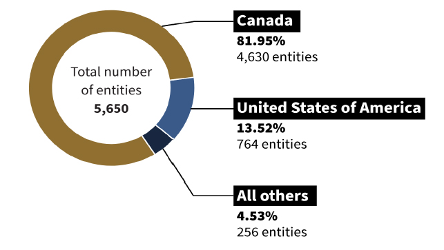 Figure 3: Reporting entities – Canadian vs. foreign entities